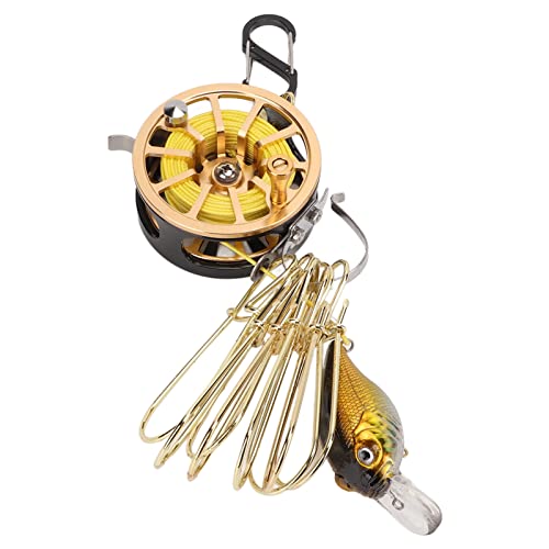 Topyond Live Fish Stringer Lock, Golden Stainless Steel Buckle Telescopic Portable Fishing Chain Stringer, Boat Fishing Accessory with 8 Detachable Buttons, Obvious Floating Marker, 7m Rope