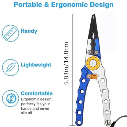 DAGIJIRD Fishing Pliers Hook Remover, Fishing Scissors Braid Line Cutter with Safety Lock