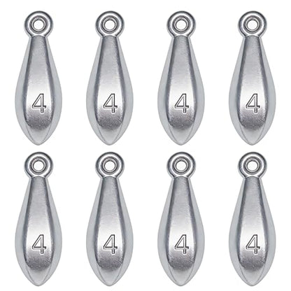 Fishing Weights Sinkers Bank Sinkers Bullet Weights for Surf Fishing Pier Bank Fishing Saltwater Fishing Gear 1oz to 8oz - size: 4 Ounce-8pcs