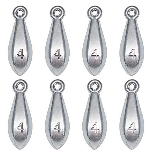 Fishing Weights Sinkers Bank Sinkers Bullet Weights for Surf Fishing Pier Bank Fishing Saltwater Fishing Gear 1oz to 8oz - size: 4 Ounce-8pcs