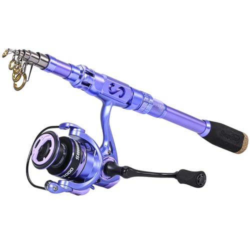 Sougayilang Fishing Rod and Reel Combos Carbon Fiber Telescopic Fishing Pole with Smooth Reel Combo Saltwater Freshwater Kit - color: Purple Rod and Reel, size: 2.7m/8.78ft