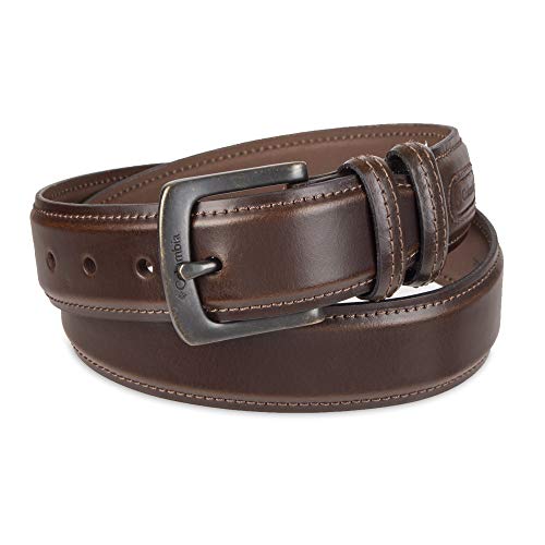 Columbia Men's Leather Casual Belt Tan & Brown Classic Style for Everyday Wear - color: Brown Double Loop, size: Small (30-32)
