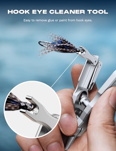 HOOK-EZE Fishing Line Cutter, Fly Fishing Nippers with Retractors and Knot Tying Tool Accessories, Stainless Steel Braided Line Scissors Clippers for Mono and Fluoro Lines - size: 3-in-1