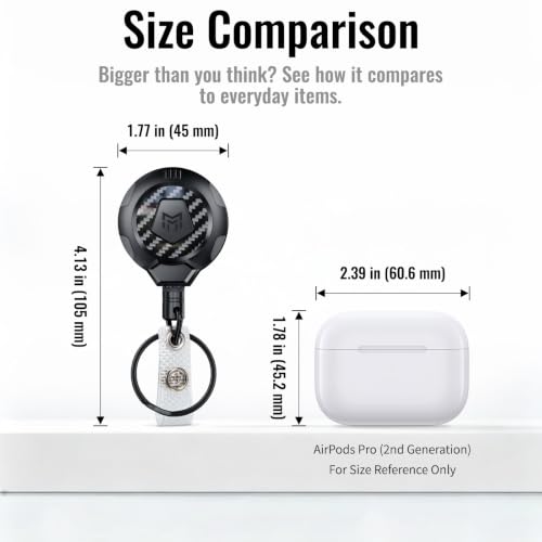 MNGARISTA Retractable Badge Holder, Heavy Duty Badge Reel Keychain with Belt Clip, 3K Carbon Fiber ID Card Holder Lanyard with 32.28" Retractable Key Chain, Black - color: Black Keychain & Holder 1 Pcs