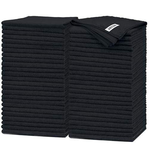 FIXSMITH Black Microfiber Cleaning Cloth -Pack of 50, Highly Absorbent Cleaning Rags, 16"X12" All Purpose Cleaning Towels for Housekeeping, Kitchen, Car, Lint Free and Reusable Microfiber Towels - color: Black, size: 50pk