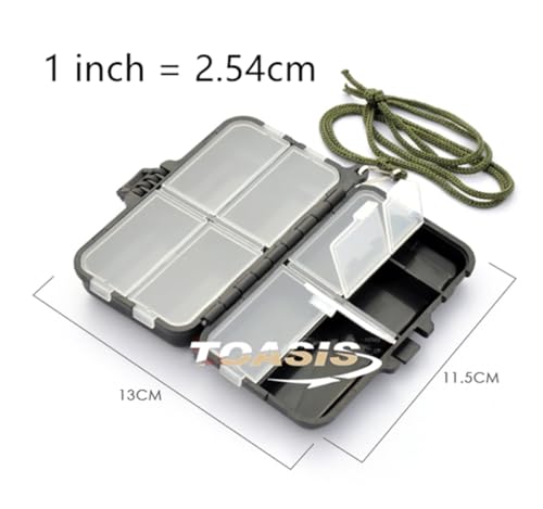 TOASIS Fishing Tackle Box with Lanyard Small Size Fishing Storage Container for Hooks Swivels Sinkers Float Stops (2)