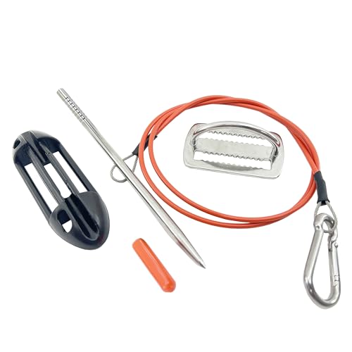 Fish Stringer for Spearfishing with Coated Stainless Steel Cable and Heavy Duty Carabiner (Belt Fish Stringer)