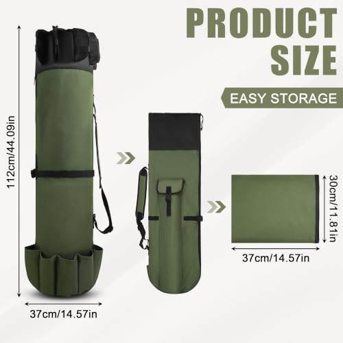 AGOOL Fishing Pole Bag with Rod Holder Fishing Rod Bag, 5 Rod & Reel Organizer Bag Waterproof Large Capacity Fishing Tackle Storage Bag Travel Carry Case Fishing Gifts for Men - color: Khaki Green