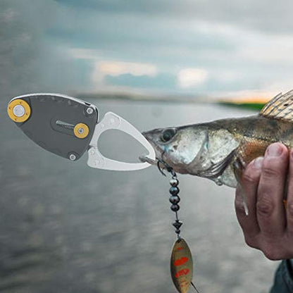 Fish Lip Gripper with Locking Jaw, Aluminum Alloy Fish Gripper Tool for Bass Walleye Trout Safe Catch and Release Fishing Gear for Anglers