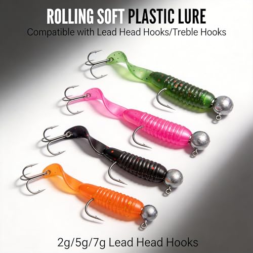 Fishing Lure Kit, 45PCS Tackle Box with Soft Plastic Baits, Spinnerbaits, Jig Heads, Topwater Lures, Fishing Gear Accessories Kit for Bass Trout Walleye Freshwater Saltwater - style: D-70pcs