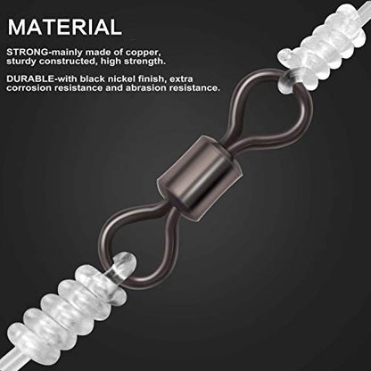 Rolling Barrel Fishing Swivel Black Nickle Fishing Hook Line Connector Fishing Tackle Accessories 30LB to 335LB 50-100pcs - size: 100pcs 3/0