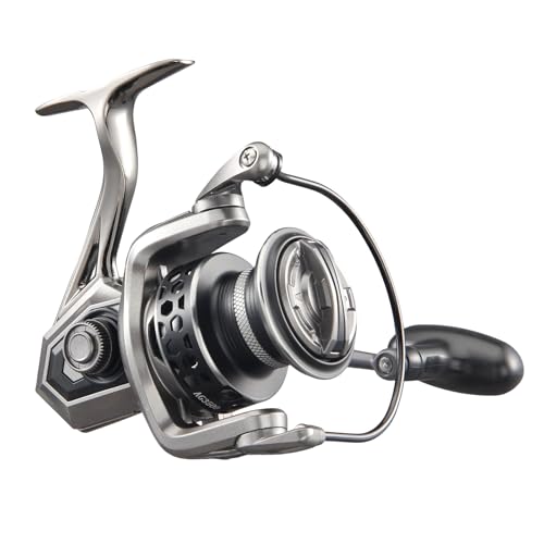 AG Spinning Reel, Freshwater and Saltwater Spinning Fishing Reels, 5+1BB, 22LBs Max Drag, 5.2 Gear Ratios, CNC Aluminum Spool & Handle - size: 3500