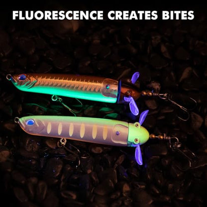 TRUSCEND Popobait Easy Catch Fishing Lures with BKK Hooks, Instant Startup, Longer Cast, Balanced Spray/Sound/Swim, Plopper Topwater Lures for Bass, Trout, Pike, Walleye, Freshwater Saltwater Fishing - color: C-3.5",0.35oz