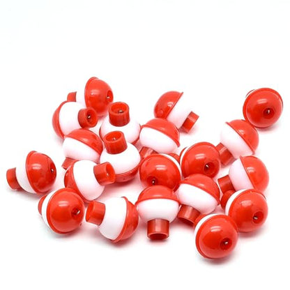 Surf turtle 20 Pcs 20mm Fishing Bobbers, Red White Snap-On Push Button Buoy Floats, Lightweight Fishing Tackle Accessories