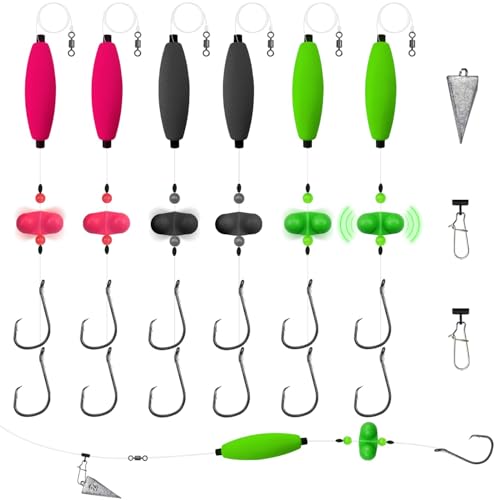 Narcissus Catfish Rigs Set – 6 Pre-Tied Rigs with 2 Sinker Sliders, Float Rigs Tackle, Santee Rig, Circle Hooks 6/0 – Complete & Ready-to-Use Kit - color: Hook Size 5/0&8/0-Weight 3 oz New