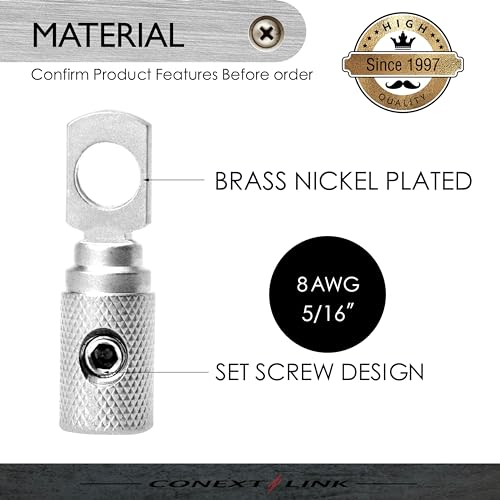 RT8N-2 Set Screw Ring Terminal 2 Pack (8 Gauge, Nickel) - size: 8 Gauge