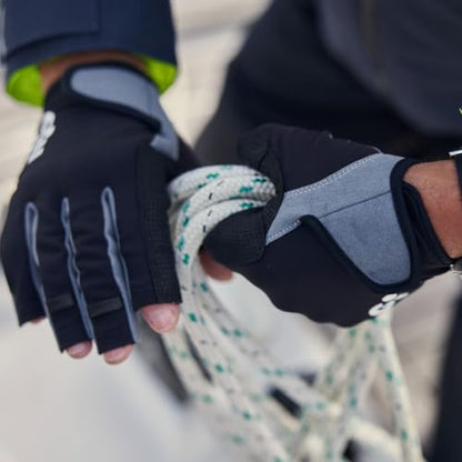 Gill Deckhand Sailing Gloves Short Finger with 3/4 Length Fingers - 50+ UV Sun Protection & Water Repellent - color: Black, size: X-Large