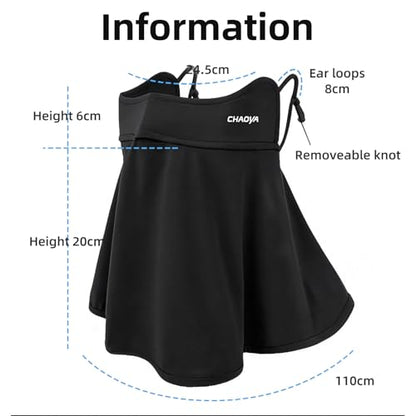 UPF 50+ Sun Protection Face Mask with Neck Coverage, UV Face Mask for Outdoor Activities, Unisex Breathable Sun Mask - style: Black