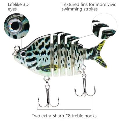 Bassdash SwimPanfish 0.34oz Hard Swimbaits Multi Jointed Topwater Trout Bass Fishing Crank Lure for Freshwater and Saltwater - color: Blue Mackerel