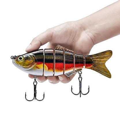 Large Multi Jointed Fishing Lures Bait,Big Giant Fishing Bass Lures,Crankbaits Swimbaits with Treble Hook - color: A4-7.87",4oz