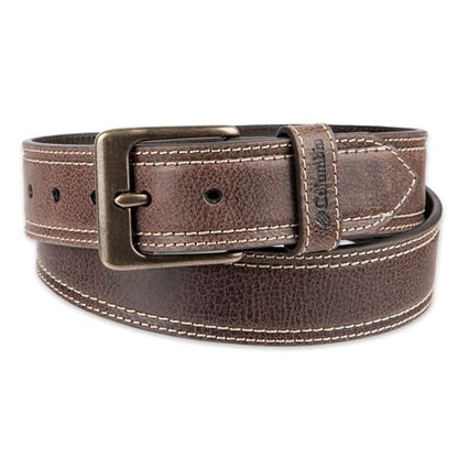 Columbia Men's Leather Casual Belt Tan & Brown Classic Style for Everyday Wear - color: Brown Contrast Stitch, size: Small (30-32)