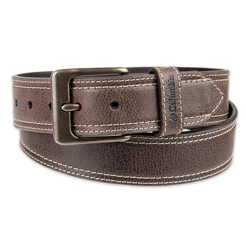 Columbia Men's Leather Casual Belt Tan & Brown Classic Style for Everyday Wear - color: Brown Contrast Stitch, size: X-Large (42-44)