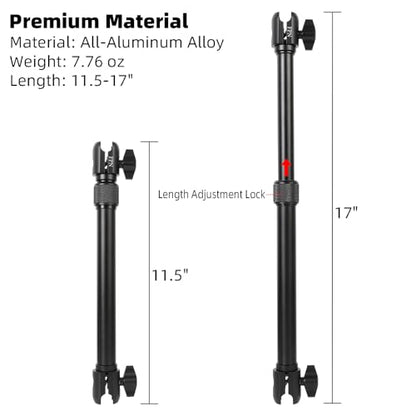 All-Aluminum Extension Double Socket Arm, Adjustable Telescopic Mounting Arm 11.5 to 17 Inch, Compatible with RAM B Size Mounts and Other Industry Standard 1" / 25mm Ball Components - size: 11.5 to 17"