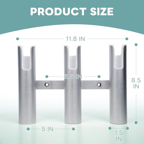 Aluminium Fishing Rod Holders for Boat, Wall-Mounted Fishing Pole Roof Rod Rack,Surf Fishing Rod Holder for Truck, Boats & Yacht - color: 3 Tubes Sliver