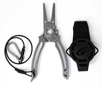 danco Titanium Dual Cutter 7" Fishing Plier, Fishing Line and Wire Cutter, Saltwater Safe, Fresh/Saltwater Fishing, Sheath and Lanyard Included - style: Dual Cutter