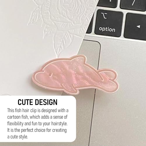 6 Pcs Cute Dolphin Hair Clips Glitter Pink Resin Hair Accessories Non Slip Cartoon Fish Metal Duckbill Barrette Bangs Headwear for Women Beachy Styling Clips Tool - color: Style 4