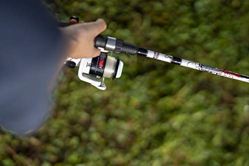 Abu Garcia 6’ Ike Dude Youth Fishing Rod and Reel Spinning Combo, 2-Piece Rod, Size 30 Reel, Right/Left Handle Position,White - style: Ike Dude Spinning (New Model)