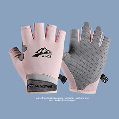 Hotfiary Fishing Gloves Sun Protection Fingerless Glove UV Protection Gloves UPF 50+ SPF for Men Women Kayaking Rowing Driving Hiking Sailing - color: Pink