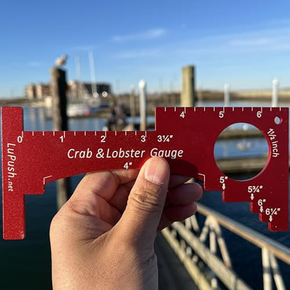 Crab Gauge & Lobster Ruler – 3mm Thick Aluminum Measuring Tool, Heavy-Duty Crab Ruler for Dungeness, Red Rock, Blue Crab & Lobster – Applicable for WA, OR, CA & Atlantic/Gulf States - color: Red