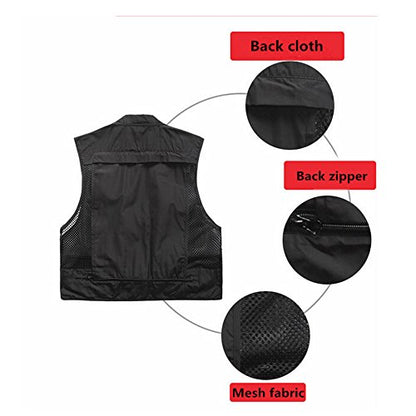 Frigatebird Men's Mesh Fishing Vest Multi Pockets Photography Outdoor Jacket, XL-US