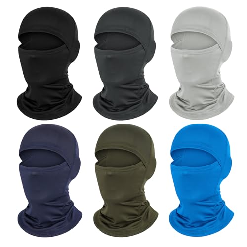 3-6Pcs Balaclava Face Mask, Ski Mask for Men Women, Lightweight UV Protection Hood Breathable Cycling Fish - color: 6pcs-6color-a