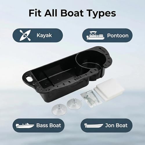 Boat Tool Holder & Cup Caddy 1-Pack | Multifunctional storage for pliers, knives, bait & drinks. Fits kayaks, bass boats, pontoons & jon boats. With drainage holes
