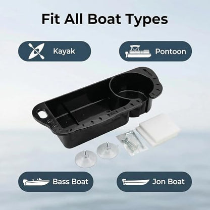 Boat Tool Holder & Cup Caddy 1-Pack | Multifunctional storage for pliers, knives, bait & drinks. Fits kayaks, bass boats, pontoons & jon boats. With drainage holes