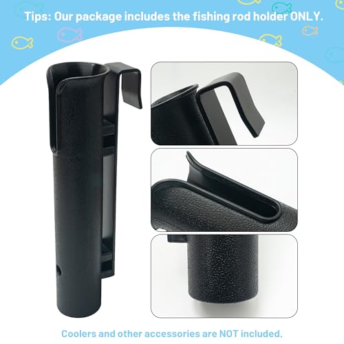 Cooler Fishing Rod Holder, Wall Mounted Fishing Pole Holder, Fishing Rod Rack Compatible with YETI Coolers and for RTIC Coolers, Cooler Accessory, Medium, Black