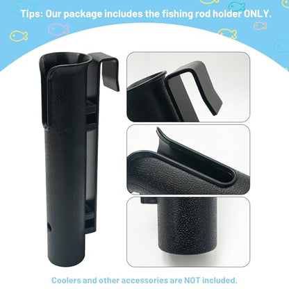 Cooler Fishing Rod Holder, Wall Mounted Fishing Pole Holder, Fishing Rod Rack Compatible with YETI Coolers and for RTIC Coolers, Cooler Accessory, Medium, Black