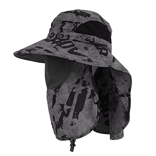 Unisex Outdoor Work Sunhat with Face Neck Flap UV Protection for Fishing Hiking Mountaineering Garden - color: Gray
