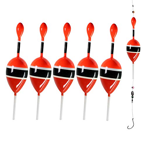 THKFISH Fishing Floats Bobbers Slide Floats Balsa Fishing Bobber Slip Bobbers for Crappie Panfish Trout Bass (1/2oz 2"x5.28") (1/6 1.6"x4.8") 5Pcs - color: Red and Red, size: 1/2 oz 2"x5.28" - 5Pcs