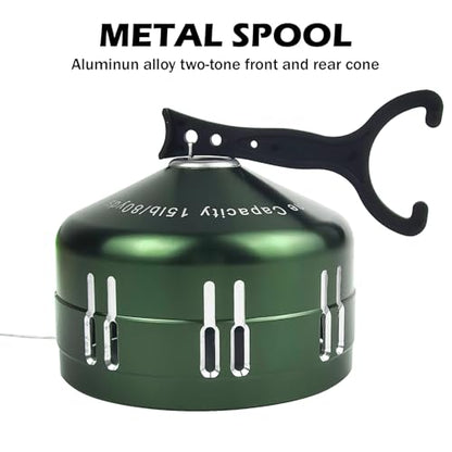 Spincast Fishing Reel, All-Metal Gears, Easy to Use Push Button Casting Design, Changeable Right/Left-Hand Retrieve - color: Green