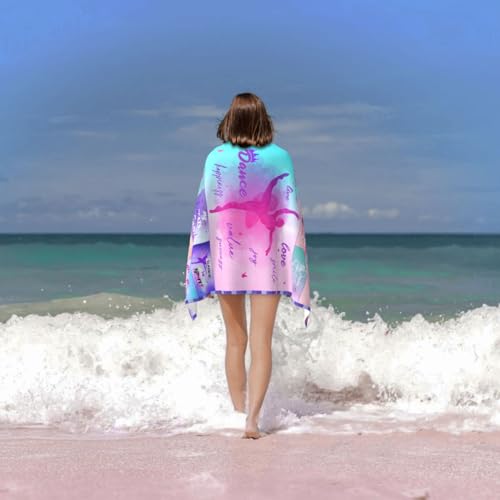 Dance Gift for Teacher, Ballerina Gift, Microfiber Dancing Beach Towel 63" x 31.5" for Women, Girls - Bath, Pool, Shower, Camping, Travel - color: Dance Towel