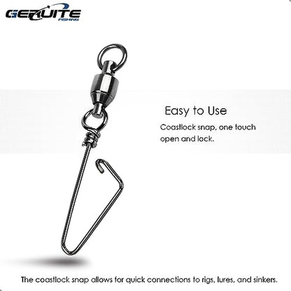 Snap Fishing Swivels Ball Bearing Black Nickel Ball Bearing Swivels Saltwater Heavy Duty Barrel Swivels for Freshwater Saltwater Fishing - size: Size 2+2(45lb) 20 Pcs