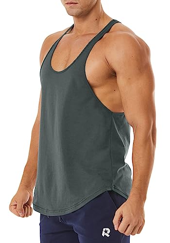 Men's Workout Quick Dry Soft Gym Bodybuilding Stringer Tank Tops - color: Gray, size: Large