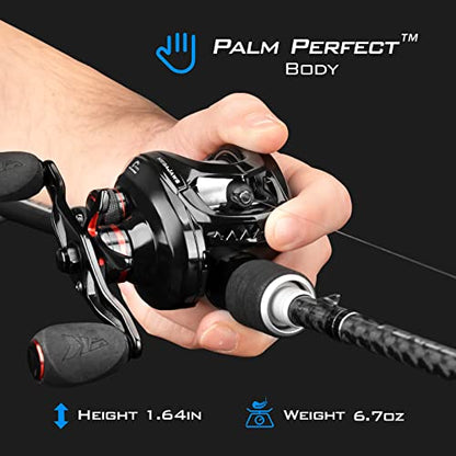 KastKing MegaJaws Elite Baitcasting Fishing Reel, New AutoMag Dual Braking System, Only 6.7oz, 17.64 LBs Carbon Fiber Drag, 11+1 Shielded BB, High Speed 5.4:1 to 9.1:1 Gear Ratios - size: Right - 7.2:1, style: Megajaws
