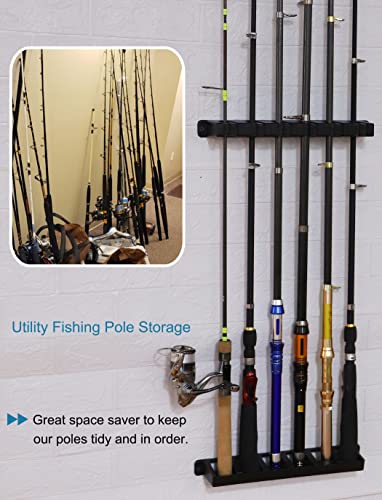 Horizontal Fishing Rod Rack Holders Wall-mounted Fish Pole Holder for Garage & Boat 6-Rod Storage Racks -1 Pair Rod Holder Rod Holder (1 Pair Vertical Black) - color: 1 Pair Vertical Black