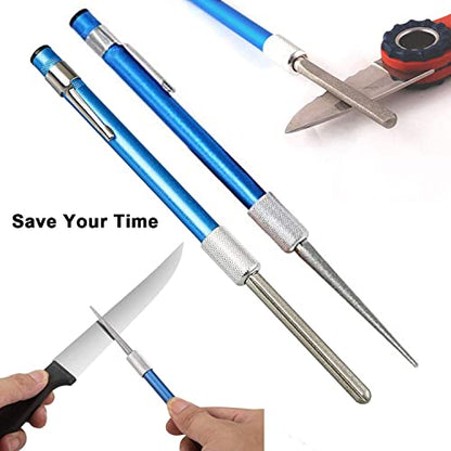 Retractable Knife Sharpener - 1 PC, Portable Diamond Grit Steel Knife Sharpening Stone Rod Pen Shape Knife Blade Sharpener Stick for Kitchen Knife and Outdoor Fish Hook
