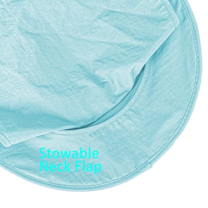 Sun Hats for Men Women Fishing Hat UPF 50+ Breathable Wide Brim Bucket Hats Summer UV Protection Safari Hat with Neck Flap - color: Blue