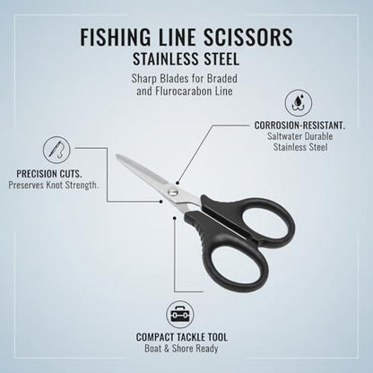 Stainless Steel Fishing Line Scissors - Precision Cutters for Braided, Fluorocarbon & Nylon Lines - Compact Corrosion-Resistant Tackle Tool for Anglers (Silver)